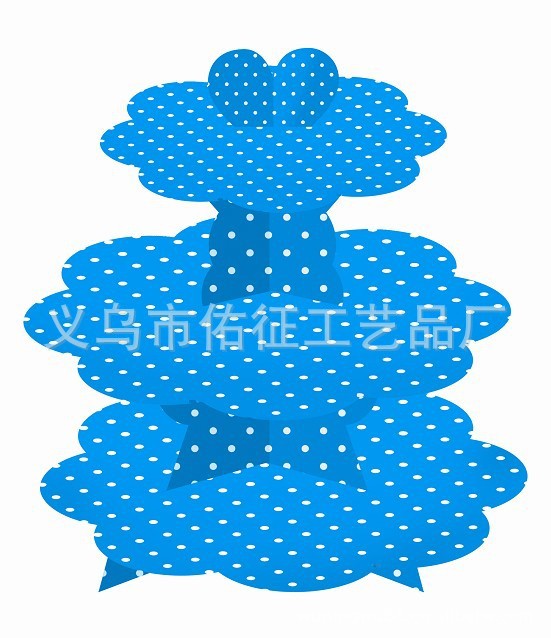 blue Dot three layers Cake Stand disposable Cake Display rack medium , please