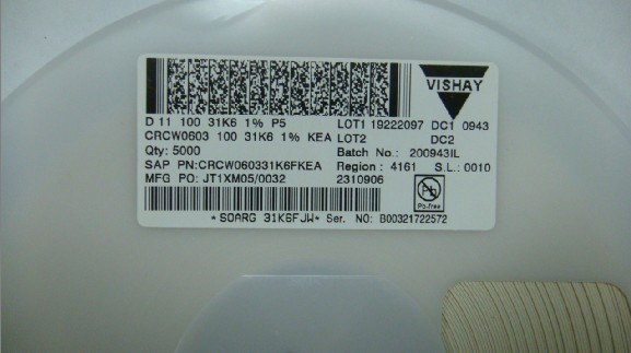 CRCW060331K6FKEA 0603 31K6 1% VISHAY 原装现货精密精密电阻