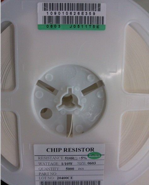 0603J0511T5E 510R OHM 5% 0.1W 0603 ROYALOHM SMD 原装现货