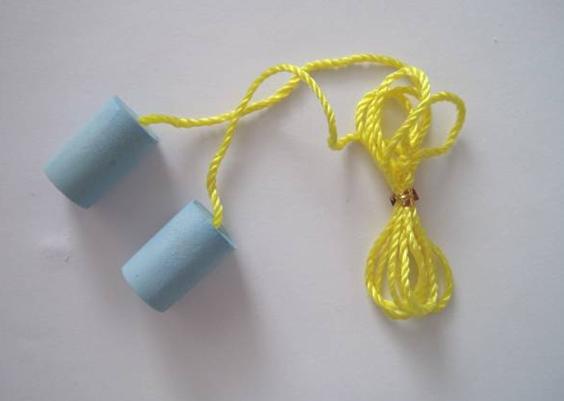 High quality cylindrical anti-noise earplug slow rebound sponge earplug sound insulation earplug wear plastic rope wear cotton rope multicolor
