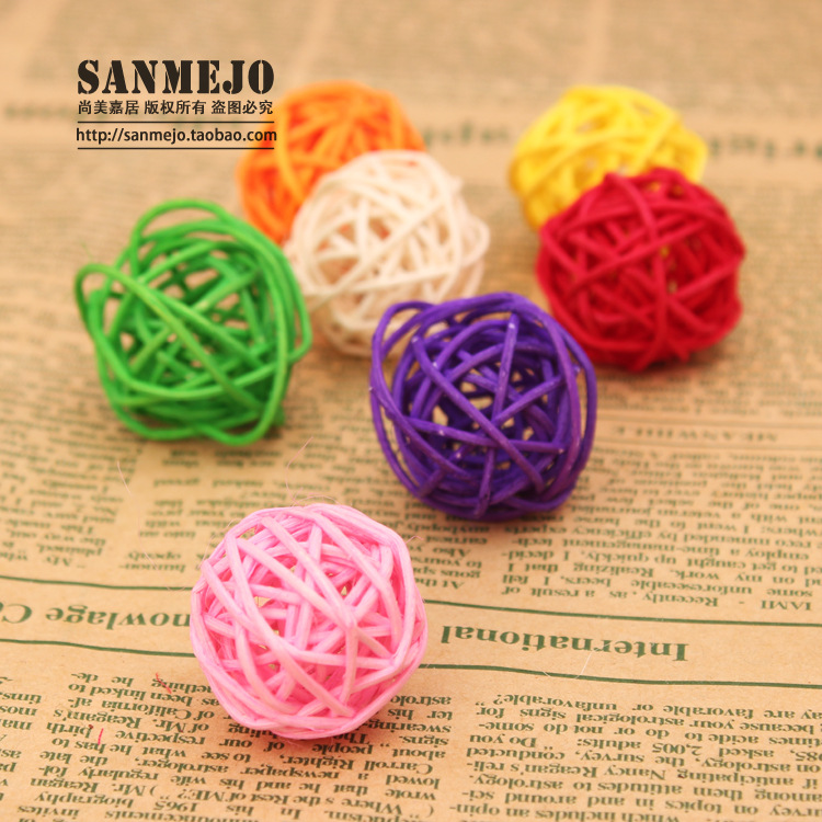 幹花幹枝藤條編織藤球落地客廳裝飾擺件搭檔 歐式田園工藝品圓球