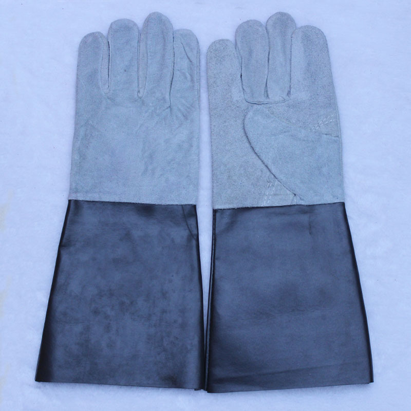 泡沫口牛皮手套劳保防护手套长电焊手套单层电焊焊接工作手套牛皮