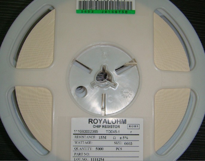 0603J0156T5E 0603 15M 5%  ROYALOHM厚声贴片电阻  原装现货