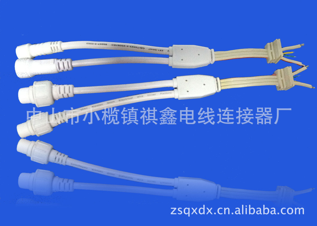 厂家直销LED防水连接器耐寒电线公母对接插头线三通T型线贴片dc插
