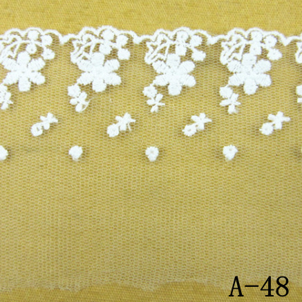 A-48小碎花雪花点点蕾丝透明网全纯棉刺绣花边DIY服装辅料8cm现货