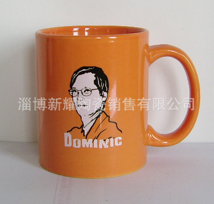 创意色釉陶瓷水杯厂家专业制作橙色陶瓷咖啡杯，清新柠檬咖啡杯|ru