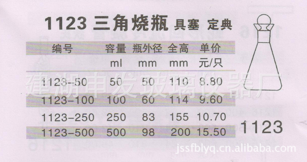 三角烧瓶 具塞 定碘【建湖申发玻璃仪器厂】