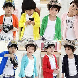 厂家直销 外贸韩童装 2020韩版儿童螺纹棉糖果空调开衫 外套 上衣