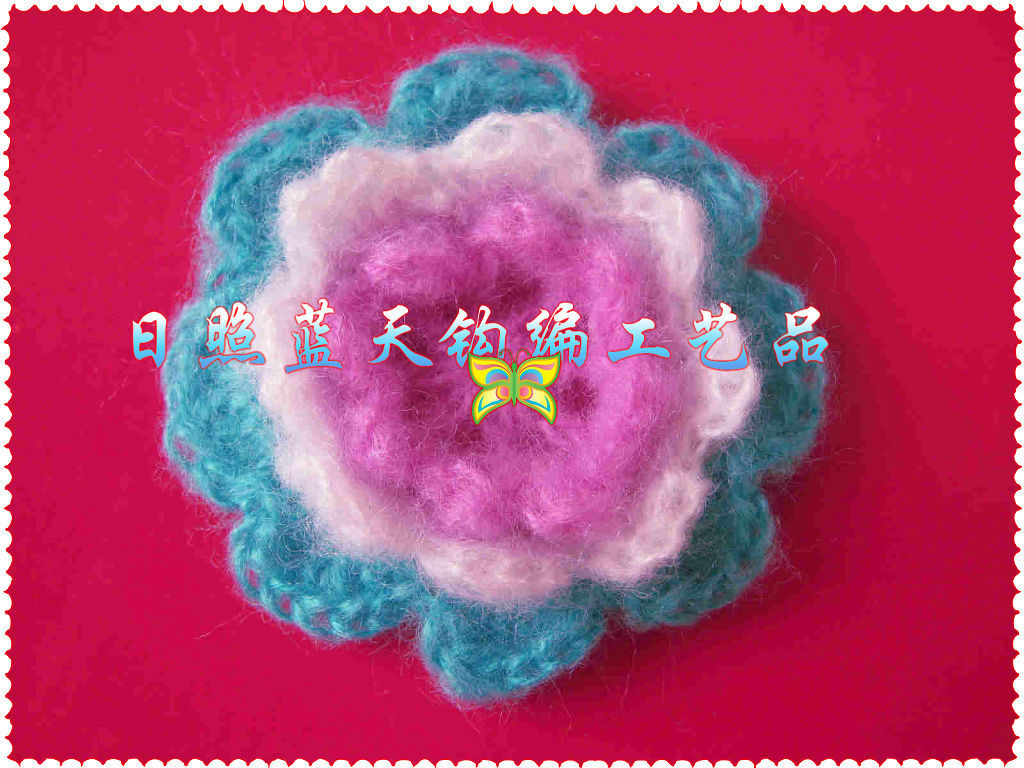 钩编花、手钩花、手钩编织花、手钩毛线编织手工花花边手工花边