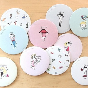 Special Korean creativity Small gifts Cartoon Portable Mini Round mirror Cosmetic mirror Small mirror Can be printed logo