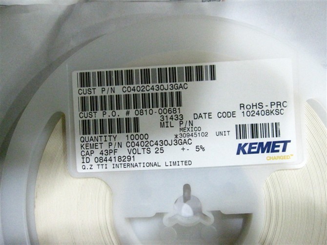 C0402C430J3GAC  0402 43P 25V 5% 基美KEMET 原装现货