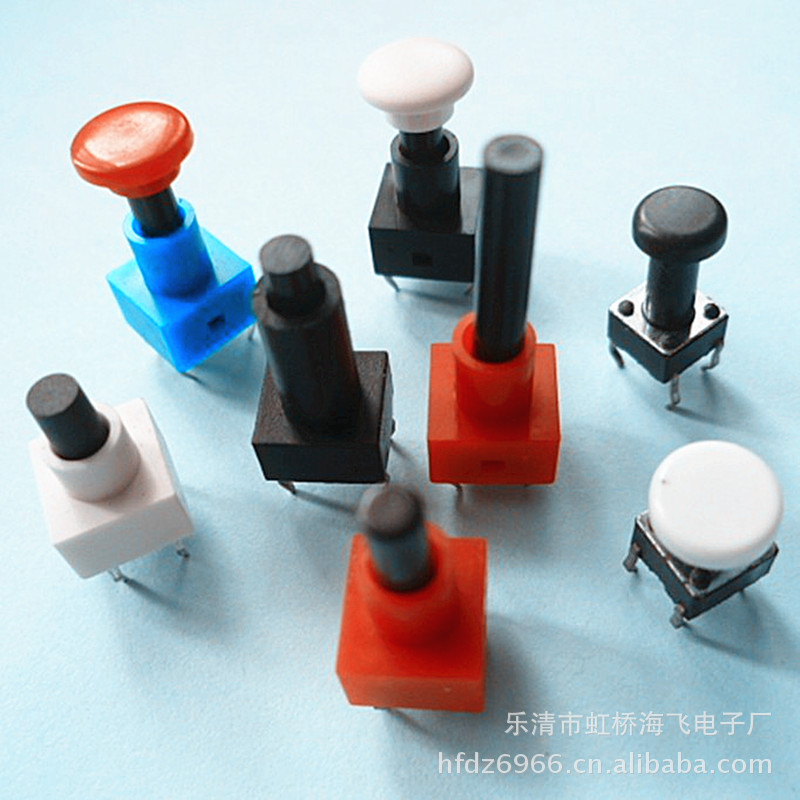 供应6X6X12带按键帽轻触开关,6X6X27带护套轻触开关