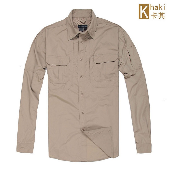 男式透气长袖速干衣 纯色速干尼龙衫户外运动速干衫速干衬衫