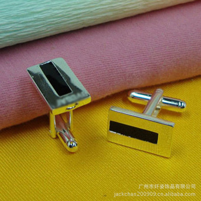 Wholesale of cuff links Silver plated jewelry European and American popular Vinyl rectangle man 's suit Cufflinks X2029