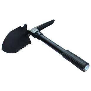 户外多功能折叠小号工兵铲 带指南针园林铁锹 野战镐 三合一工具