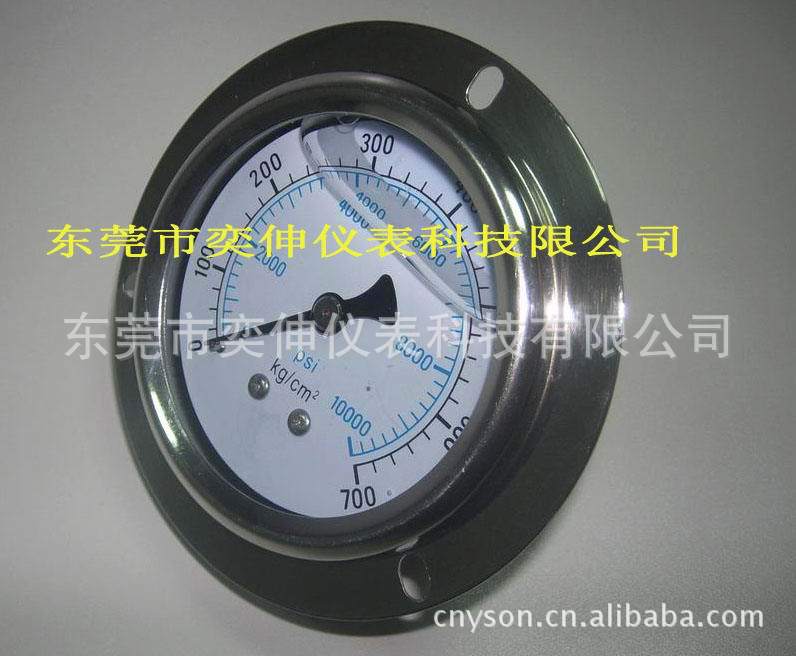 面板安装千斤顶油压表0-700KG,60MM轴向高压充油表ZG1/4螺纹