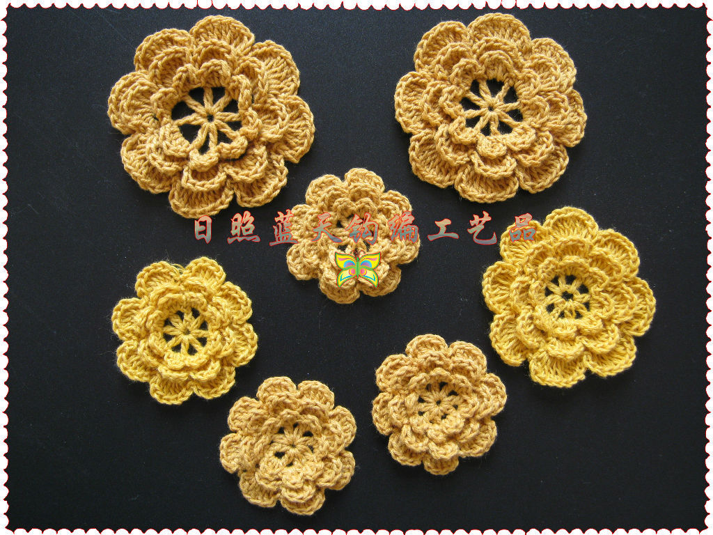 供应手工棉线钩花、手钩小花、棉线钩针钩花