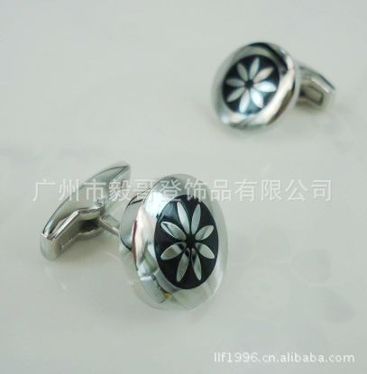 打磨胶袖扣，珐琅袖扣，葵花盘袖扣，AC4076-DJ不锈钢袖扣