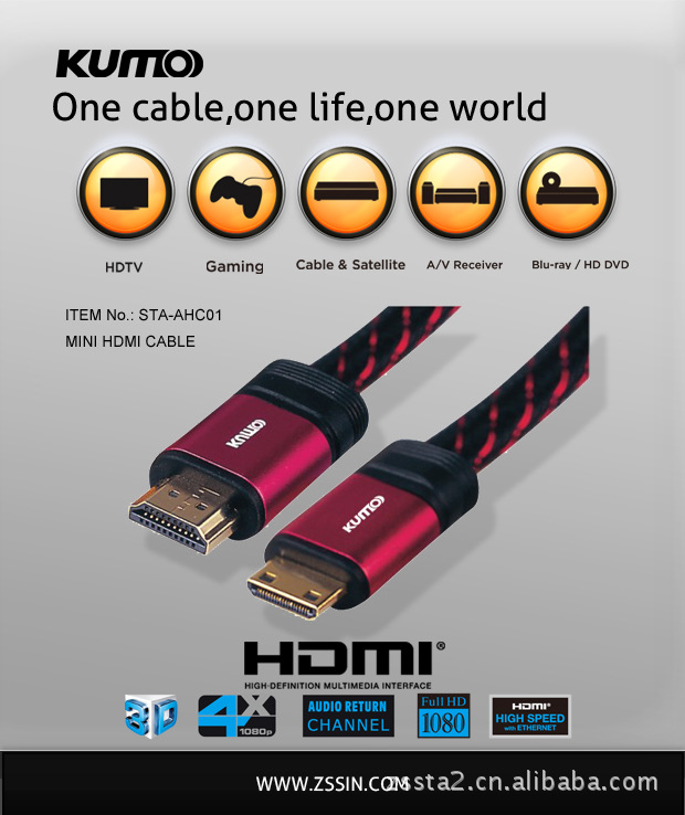 供应Mini HDMI for camera,smartphones ，MINI HDMI to HDMI.1.4