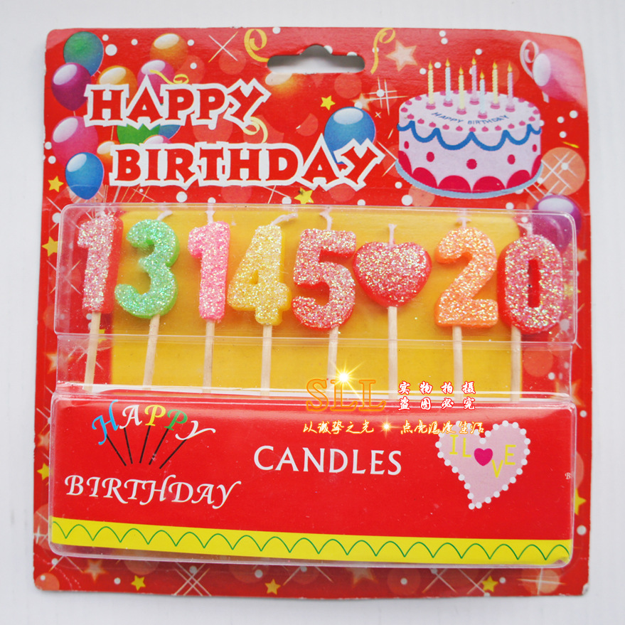 Vela de cumpleaños 0-9 polvo de oro número traje color vela pequeña decoración para hornear suministros de cumpleaños vela de pastel