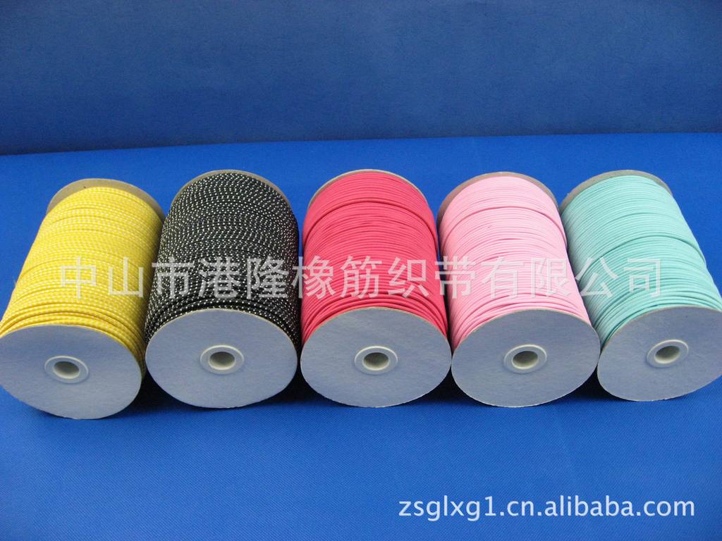 供应彩色国产进口圆橡筋松紧带,弹力绳,制衣辅料