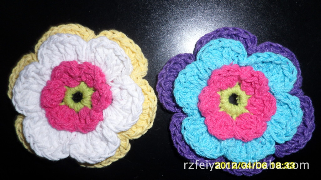 供应手钩花。鞋花。帽花。加工手工勾针编织花钩编花