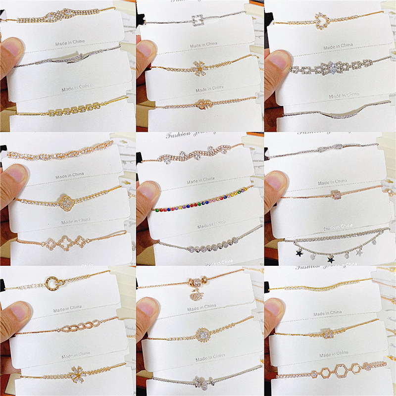 Zirkoniabesetztes, echt vergoldetes Armband mit verstellbarem Karabinerverschluss, eleganter Damenschmuck, Großhandel vom Straßenhändler_voghion.com
