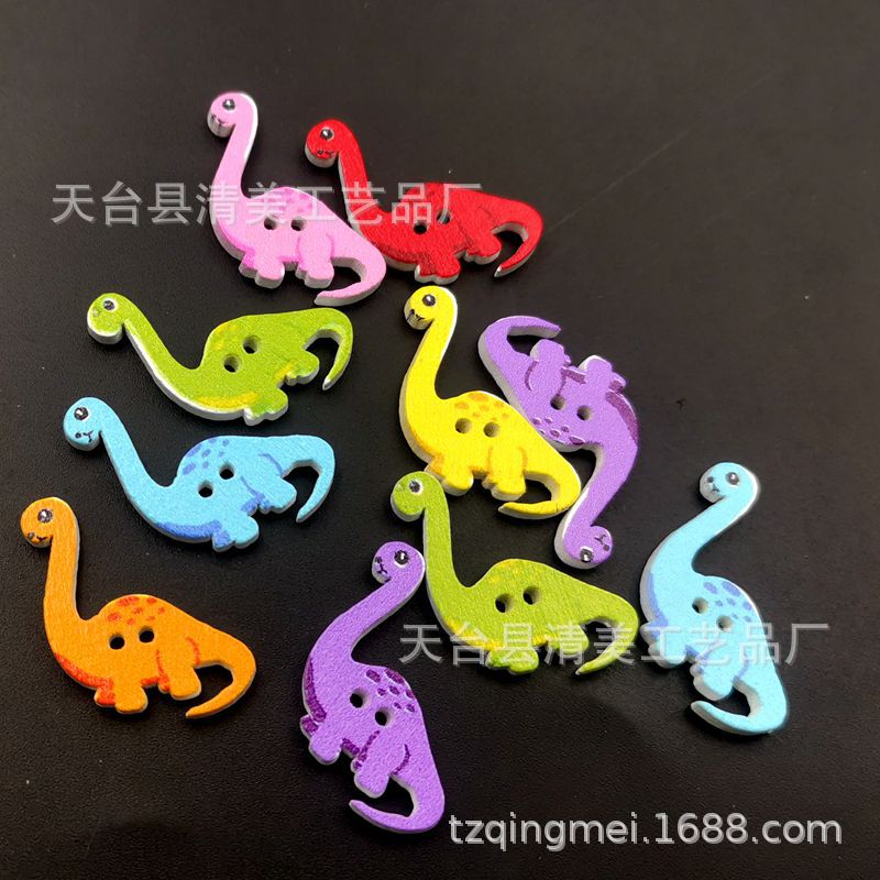 Botones de madera de brachiosaurus de dibujos animados bonitos botones de madera hechos a mano de dinosaurio para niños 50 piezas por paquete