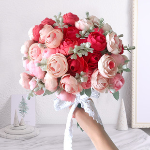 Simulation jasmine hand blooming flower bouquet home living room silk flower decorative ornament wedding background road to fake flowers wholesale