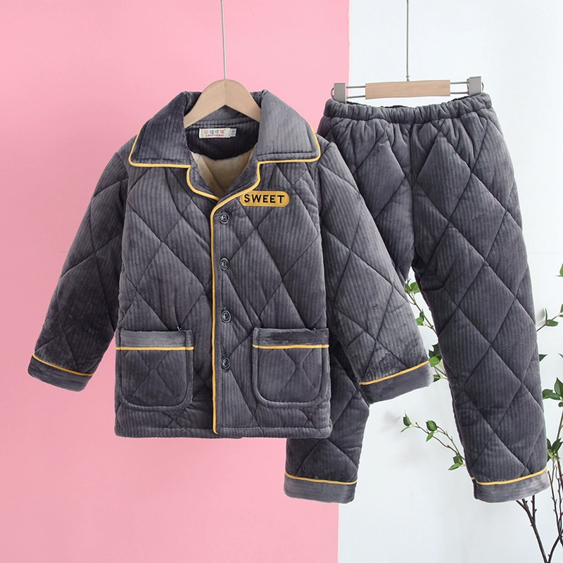 Children's velvet winter pijama thickened crystal, quilted long-sleeve, sleeves, set, for teenagers, for secondary school