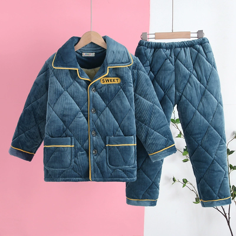 Children's velvet winter pijama thickened crystal, quilted long-sleeve, sleeves, set, for teenagers, for secondary school