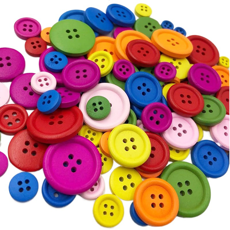 批发供应木制彩色圆行4孔纽扣 儿童扣服装辅料 多种尺寸木扣子