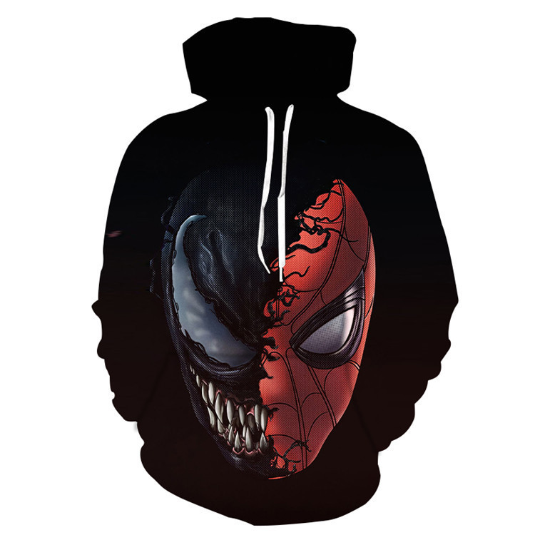 Factory Outlet Hoodie Sweater 3D Digital Printing Marvel Venom Series Loose Men's and Women's Hooded Sweater