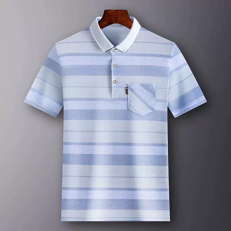 Футболка для папы, жилет, Свободный Повседневный Топ, дышащий лацкан, Мужская футболка из ледяного шелка для средних лет с коротким рукавом