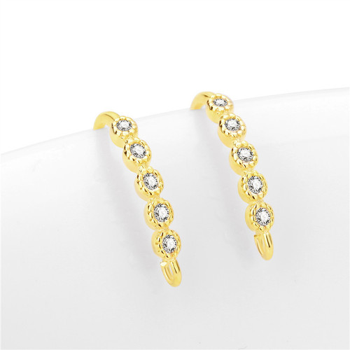 S925 sterling silver ear hooks with diamond ear hooks earrings jewelry gold-plated handmade DIY earrings accessories factory direct sales wholesale