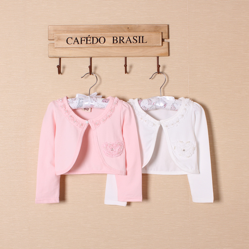 春邱季新款 儿童披风坎肩外套 珍珠纽扣领口绣花中小童小开衫|ms