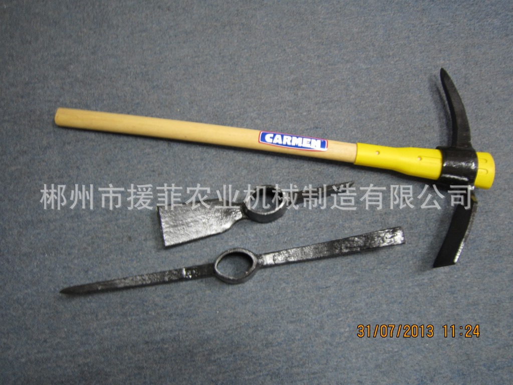 PICK出口南美锻打钢镐P401辊锻  钢镐牌P406红色钢镐带木柄P407