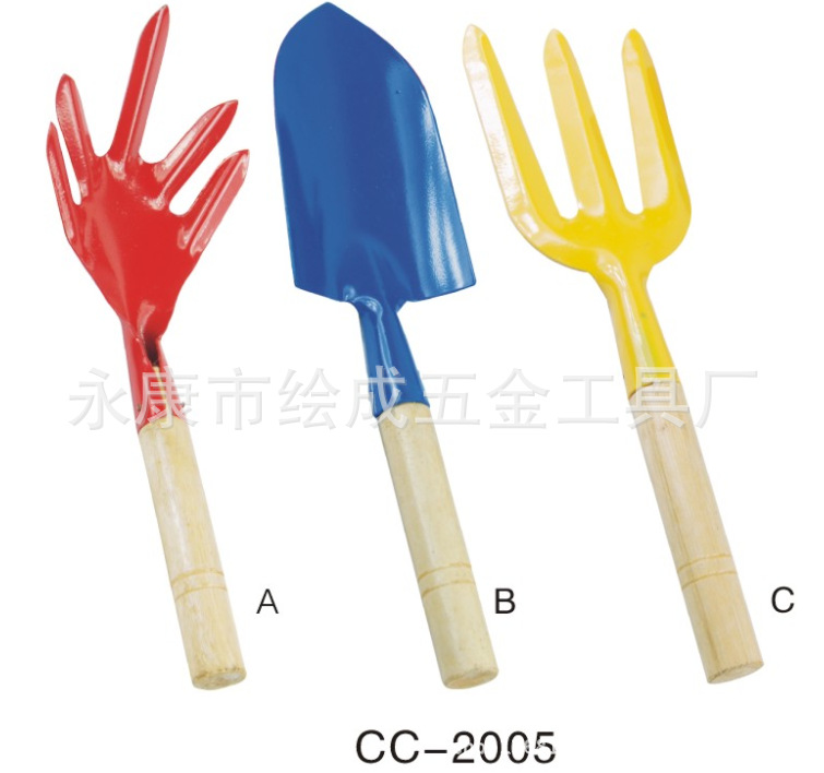 厂家直销木柄三件套 园林 园艺工具 小铁铲/耙/锹 植物 种花