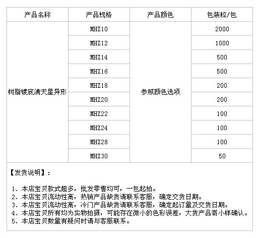 树脂镀底满天星梅花形