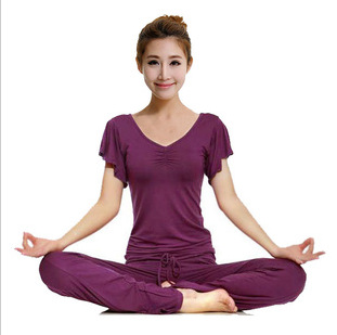 厂家直供时尚休闲瑜伽服 莫代尔修身款运动装 瑜伽服套装|ru