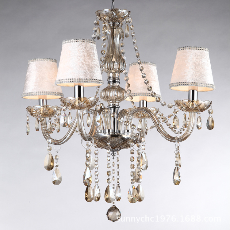 Guzhen fábrica promoción 4-Cabeza de araña de cristal de coñac sala de estar comedor dormitorio lámparas Hotel habitación de invitados lámpara de cristal