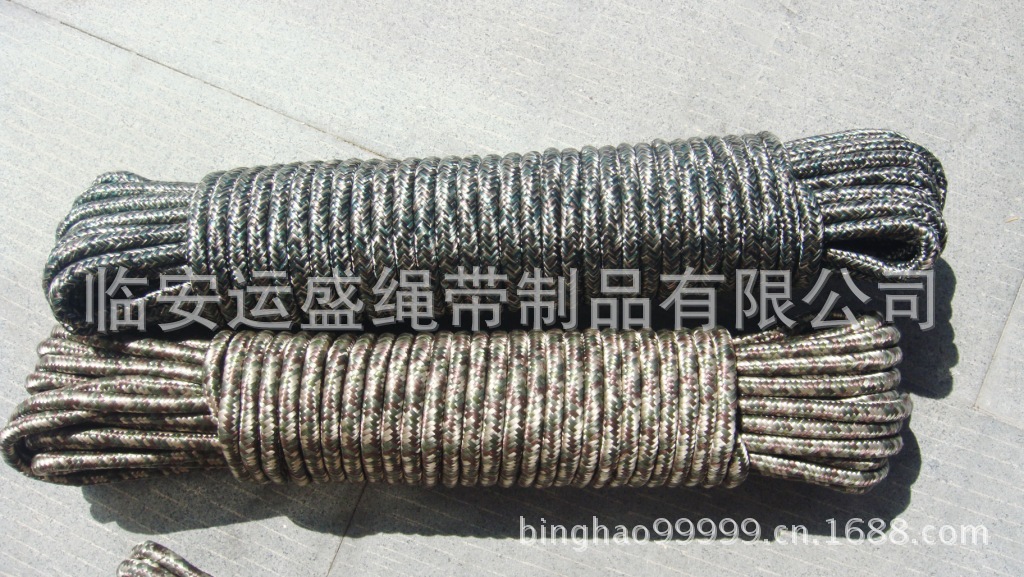临安运盛 厂家供应3/8"100ft迷彩编织绳 户外军迷露营帐篷绳