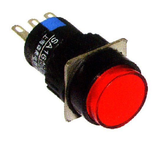 平按钮开关 孔径16 3脚不带灯SA16 LAY16-11 红绿