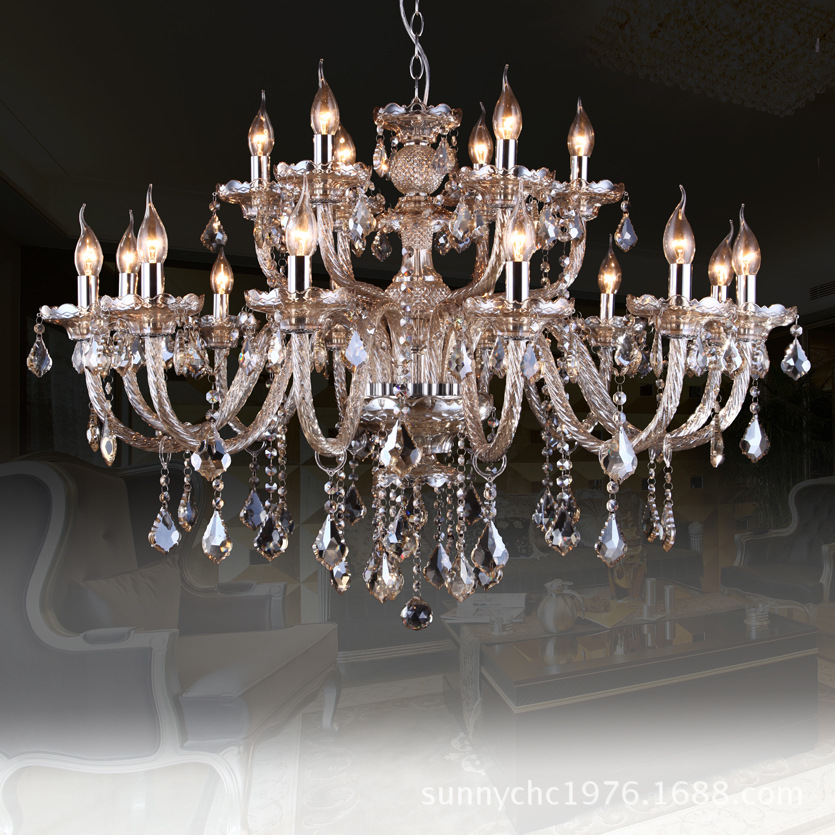 Fábrica al por mayor de alta gama de lujo coñac color vestíbulo del hotel salón lámparas de ingeniería moderna lámpara de cristal europeo minimalista