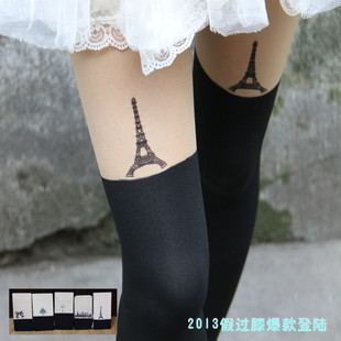 Printed tattoo socks Japanese fake stockings fake thigh socks stockings tattoo stitching pantyhose
