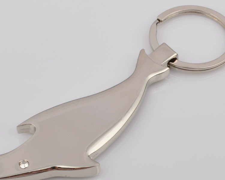 Bottle opener, keychain, metal shark