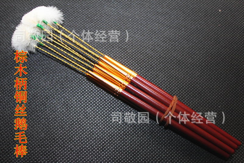采耳工具/棕木柄铜丝鹅毛棒 手工制作/扣掏耳勺/单根软头