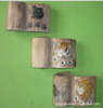 Cartoon painted pens holder with animals, wooden carved head sculpture, factory direct supply