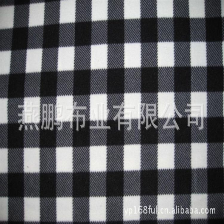 印黑白格子双面绒 摇粒绒面料