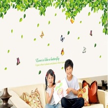 代发 贴纸贴花贴画墙壁 客厅卧室婚房电视墙贴纸 绿叶蝴蝶 AY207